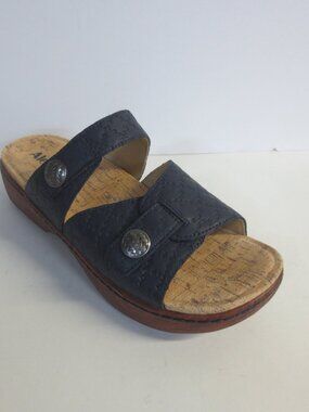 Alegria Krystal Leather Adjustable Slide Sandals  - Blue Basket - US 9
